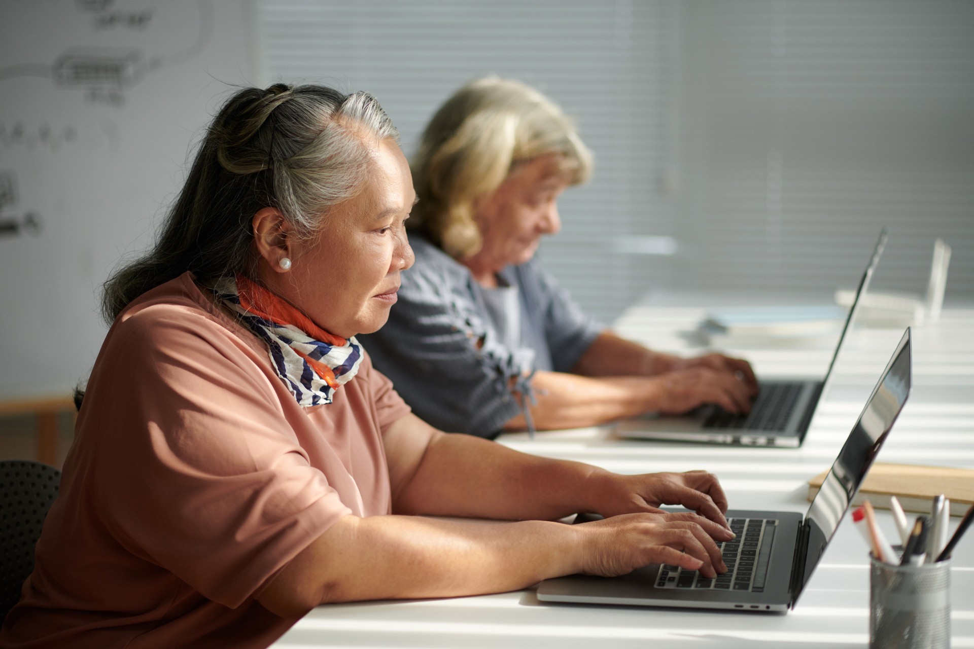 Aged Women Learning Sending E-mails